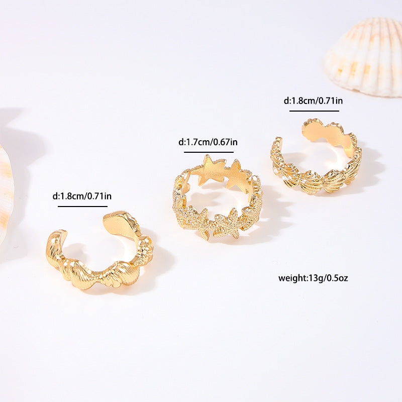 SILUEEN™ - Set di anelli in oro "Onde dell'oceano"