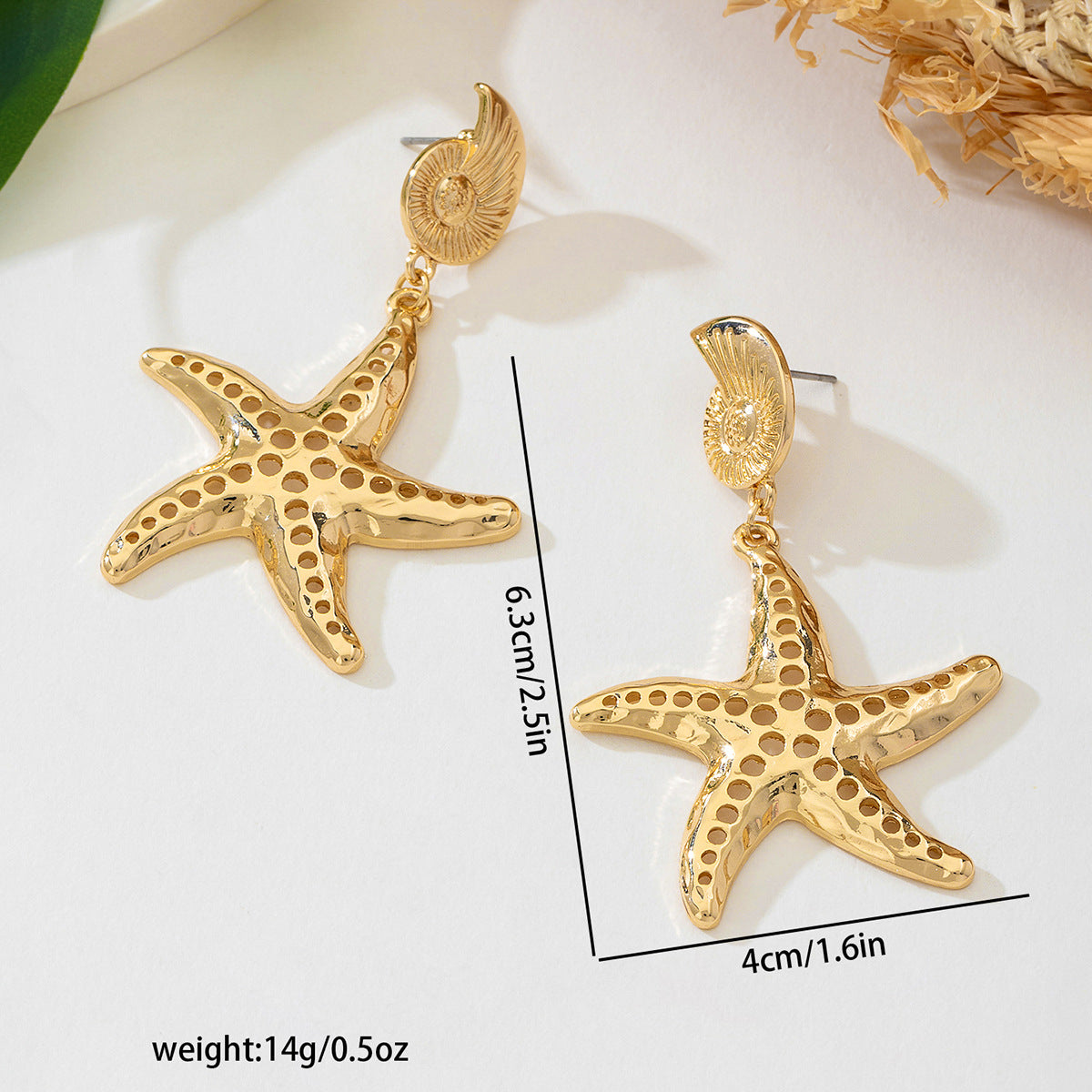 SILUEEN™ - Orecchini a forma di stella marina dorata